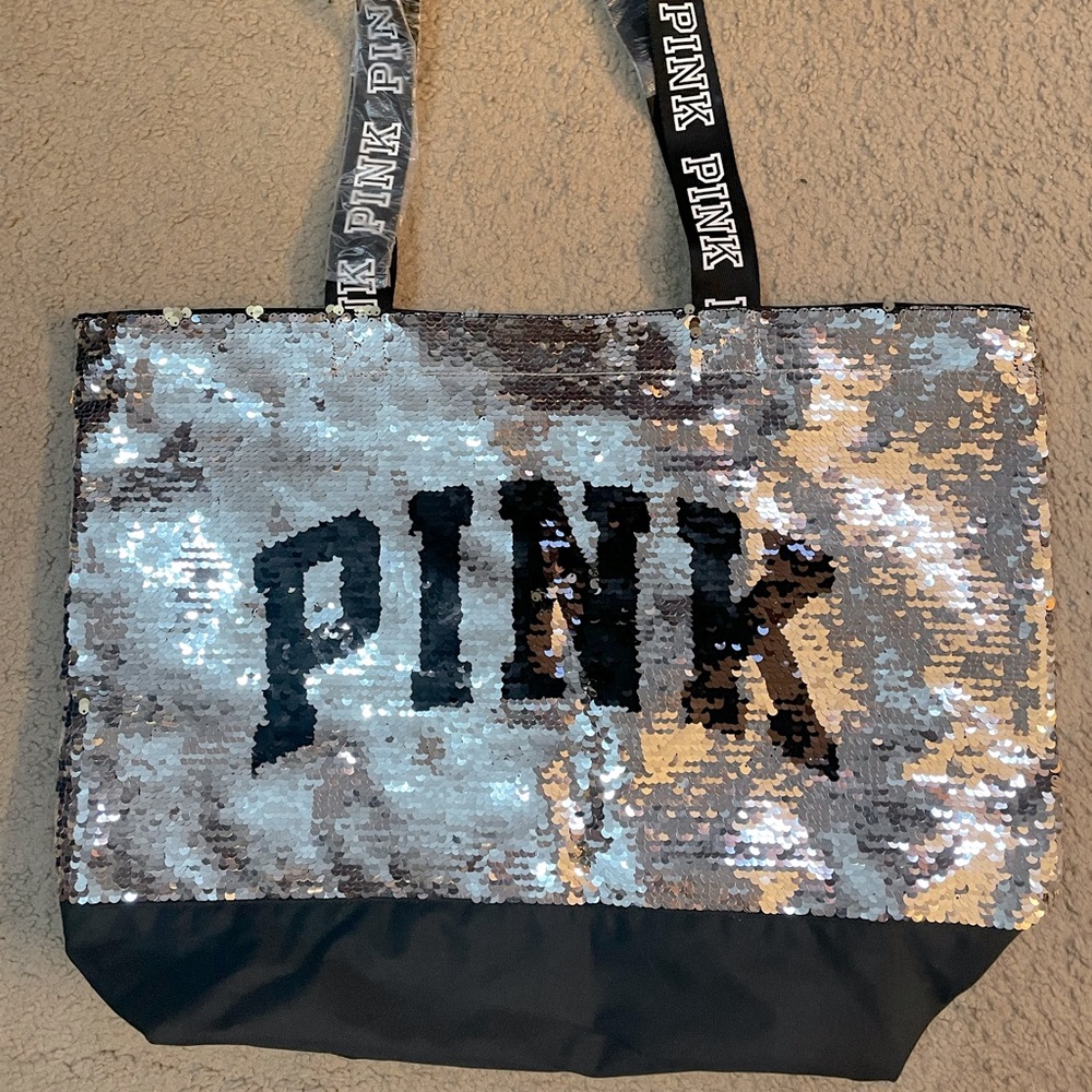 Sequined & canvas tote bag by PINK